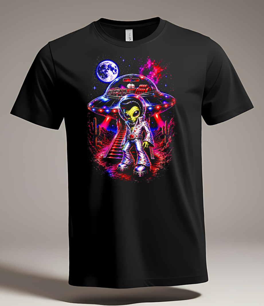 Elvis Alien Black T-shirt